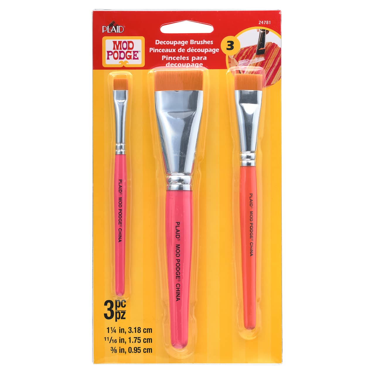 6 Packs: 3 ct. (18 total) Mod Podge® Decoupage Brush Set